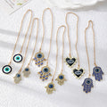 Gold Tone Blue Evil Eye Rearview Mirror Hanging Ornaments in Fifteen Designs view 3