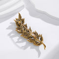 Leaf Crystal Metal Brooch Pin 3 x 8 cm for Jackets and Lapels view 3