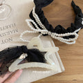 Black Pearl Bow Headband and Star Claw Clip Accessories view 4
