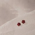 Mini Red Rose Flower Stud Earrings Metallic Finish Pair view 1