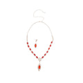Pave Flower Marquise Teardrop Necklace Earring Set Three Colors view 5