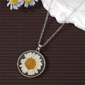 Seven Design Silver Tone Round Resin Pressed Flower Pendant Necklaces view 9