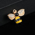 Gold Tone Alloy Enamel Bee Charm Pendant Rhinestone Wings Two Styles view 6