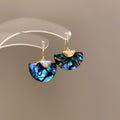 Blue Green Shell Fan Hook Earrings with Gold Tone Tops view 6