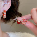 Orange Hoop and Red Fruit Leaf Stud Earring Collection view 2