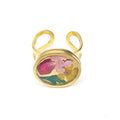 Gold and Silver Tone Pressed Flower Resin Adjustable Rings view 3