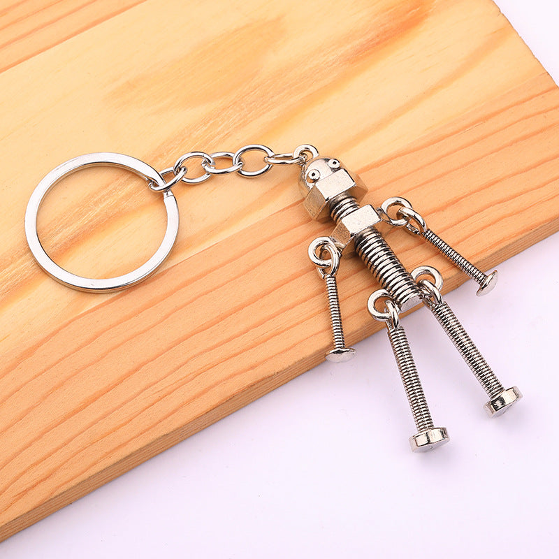 Vintage Alloy Robot Keychain DIY Pendant Gift Accessory