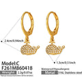 Crystal Whale Tail Drop Hoop Earrings in Three Metal Designs view 8