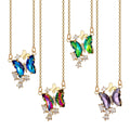 Gold Tone Crystal Butterfly Pendant Necklaces 4 Colors view 5