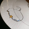 Heart Crystal Slider Bracelet Leaf Accents 5 Styles view 7