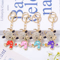 Rhinestone Cow Keychain Gold Clasp Red Pink Purple Blue view 2