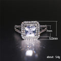 Square Crystal Triple Band Halo Ring in Silver Tone view 5