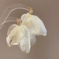 Sheer Fabric Flower Drop Earrings in Four Color Styles view 8