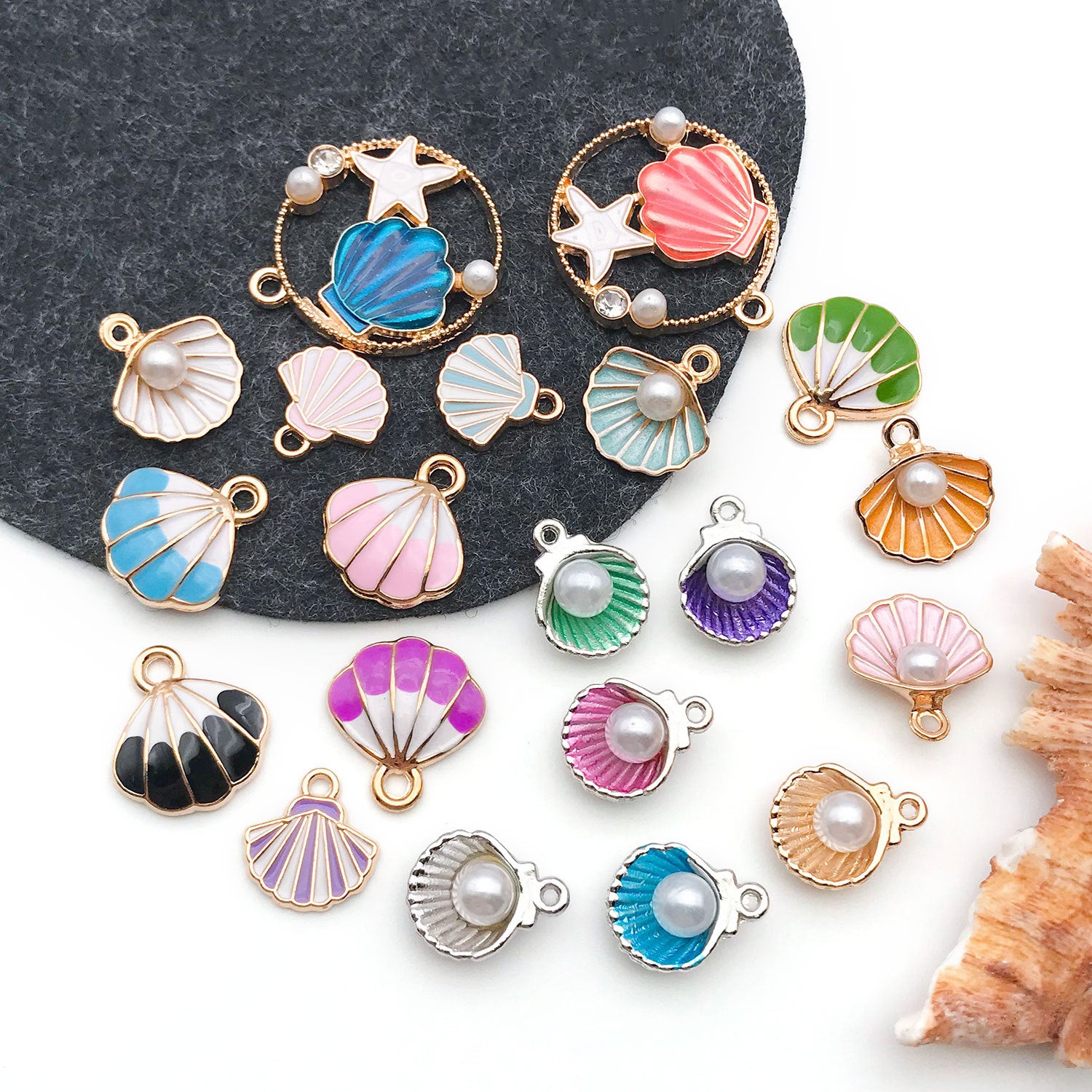 Enamel Zinc Alloy Shell Starfish charm pendants for DIY bracelets necklaces earrings keychains