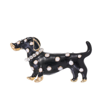 Black Silver Tone Flower Enamel Two Designs Metal Brooch Pin 4.4 x 2.5 cm 4.4 x 2.5 cm