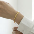 Twisted Herringbone Snake Chain Gold Bracelet 17cm view 2