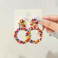 Multicolor Beaded Double Round Statement Stud Earrings view 1