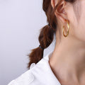 Twisted Double Rope C-Hoop Earrings Gold Steel Titanium view 4