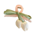 Tulip And Sheer Bow Hair Claw In Purple Pink Or White view 5