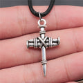 Nail Wrapped Cross Pendant Necklace in Two Metal Finishes view 3
