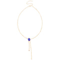 Blue Square Crystal Gold Tone Y Drop Chain Necklace view 5