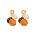Brown White and Amber Disc Cluster Drop Earrings Statement Fashion Jewelry view 5