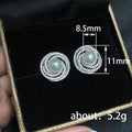 Silver Tone Pearl Stud Earrings with Double Clear Stone Halos view 4