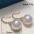 Gold Tone White Round Pearl Look Drop Earrings Jewelry view 5