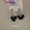 Beaded Cluster Hoop Earrings In Black And Red Statement Jewelry Design view 4