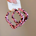 Wrapped Square Hoop Earrings in Pink Brown and Red view 6