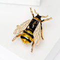 Enamel Bee Brooch Gold Tone Green Black Yellow Insect Pin view 3