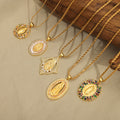 Gold Madonna Pendant Necklaces Shell Zircon Or Multicolor Halo view 4