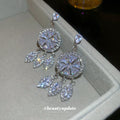 Silver Tone Crystal Wheel Drop Earrings with Teardrops view 4