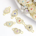 Rhinestone Heart Evil Eye Two Loop Connectors in 12 Styles view 1
