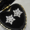 Silver Six Petal Flower Clear Pave Stud Earrings Pair view 1