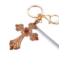 Pearl and Crystal Cross Keychains in Six Pictured Color Finishes view 5
