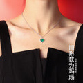 Round Agate And Cat Eye Pendant Necklaces Gold Steel view 3