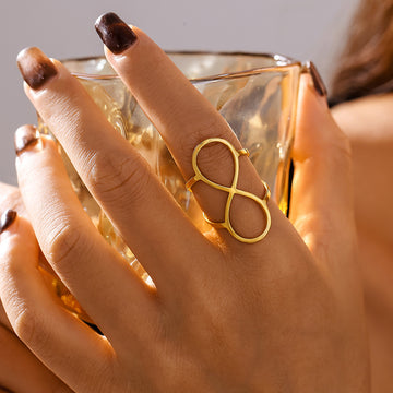 Open Figure-Eight Infinity Line Statement Ring Metal