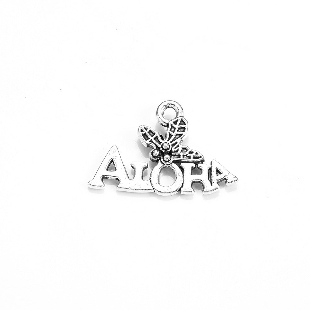 Aloha Letter Alloy Charm Pendant 21x14mm