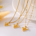 Gold Bow Shell Pendant Necklace Three Chain Styles view 2