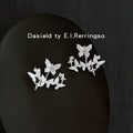 Silver Tone Clear Stone Butterfly Cluster Jacket Stud Earrings view 4