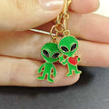 Green Enamel Alien Keychains Gold Lobster Clasp Four Styles view 2