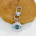 Silver-Tone Rhinestone Evil Eye Charm Keychain With Hamsa view 4