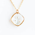 Gold Tone Clear Resin White Flower Geometric Pendant Necklace view 4