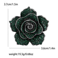 Crystal Rose Flower Brooch With Polished Metal And Sculpted Decorative Details view 8