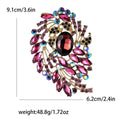 Large Leaf Rhinestone Brooch Oval Glass Center Six Colors view 6