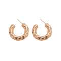 Chunky C Hoop Stud Earrings in Ten Textured Styles view 5