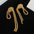 Gold Knotted Chain Tassel Stud Earrings Decorative Jewelry view 6