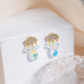 Gold Rhinestone Cloud Stud Earrings Crystal Metal Drops view 6