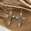 Gold Tone Crystal Outline Black Cross Necklace and Hook Earrings view 3